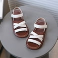 thumbnail image 5 of TOWED22 Girls Strap Sandals Braided Upper Flat Dress Sandals Round Open Toe Summer Shoes Little Kid/Big Kid（White,8.5）, 5 of 8