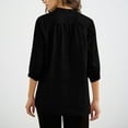 thumbnail image 6 of Cotton Linen 3/4 Length Sleeve Tops for Women Casual V Neck Shirts Lightweight Loose Blouses Business Casual Outfits Three Quarter Sleeve Pullover Solid Summer Vocation Clothes Black L, 6 of 8