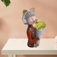 thumbnail image 3 of Vivid Flower Vase Girl Figurita Escultura de cumpleaños Adornos de estantería Cara decorativa para la decoración para hogar pequeña sala de TV marrón Macarena Figurilla de niña, 3 of 8
