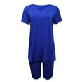 thumbnail image 4 of WAYUTE Womens 2 Piece Outfits Short Sleeve V Neck Stretchy Slim Fit Sports Athletic Yoga Solid Color Crop Top Shorts Set, 4 of 7