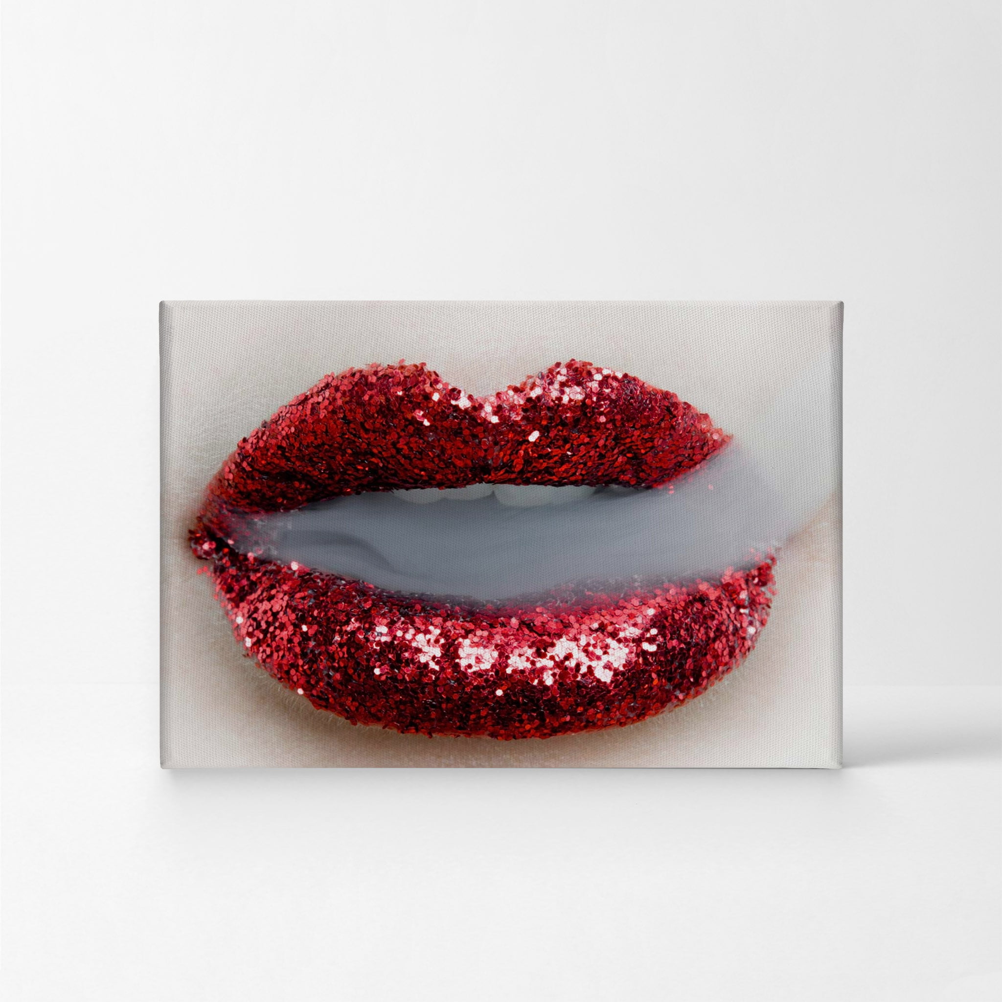 Red Lips Smile Smoking Beauty Woman Canvas Wall Art Burning Dollar Money Poster 