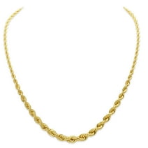 Wellingsale 14k Yellow Gold Polished 6mm Graduated Hollow Rope Chain Necklace - 18"