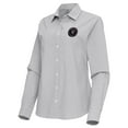 thumbnail image 2 of Women's Antigua Gray Inter Miami CF Porter Woven Tri-Blend Long Sleeve Button-Up Shirt, 2 of 3
