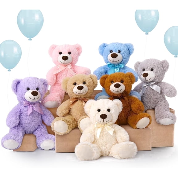 MorisMos 7 Packs Teddy Bears 14'' Bulk Stuffed Animals Plush Bear 7 Colors