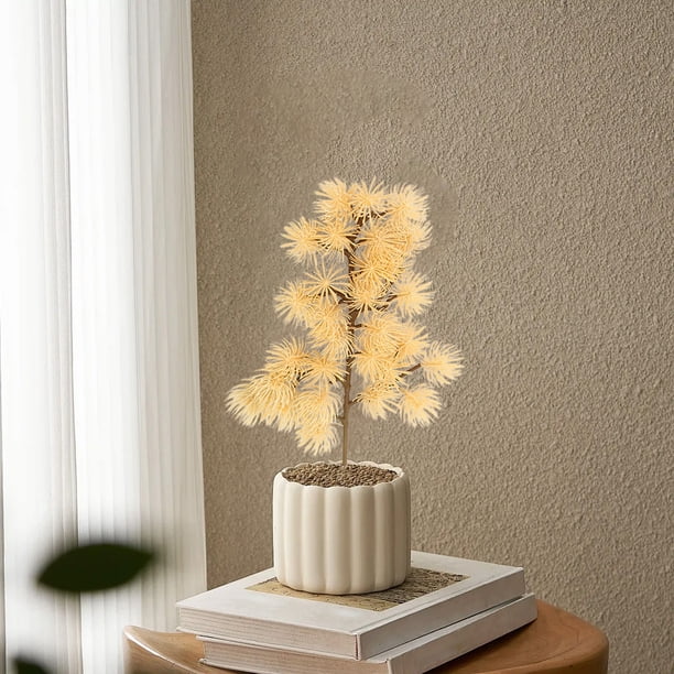 Ramas De Plástico rama de pino artificial amarilla con hojas verdes para paisajismo, jardinería y decoración del hogar. JASKFLY