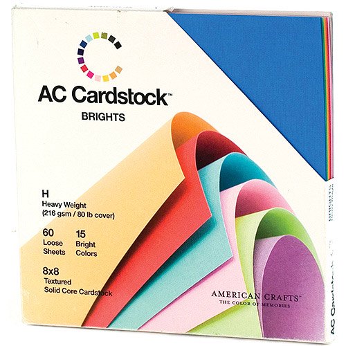 American Crafts 8in x 8in Bright Heavy Weight Cardstock Pack, 60 Piece