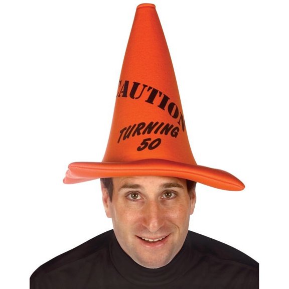 Rasta Imposta Caution Cone - Turning 50! Adult One Size Orange Party Hat, 1 Pack