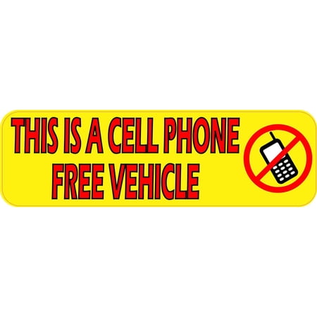 10in x 3in Cell Phone Free Vehicle Magnet Safety Bumper Sign Magnets