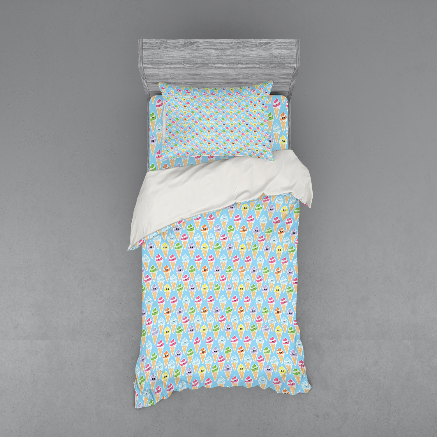 Ice Cream Duvet Cover Set, Summertime Food Gelato Cone ...