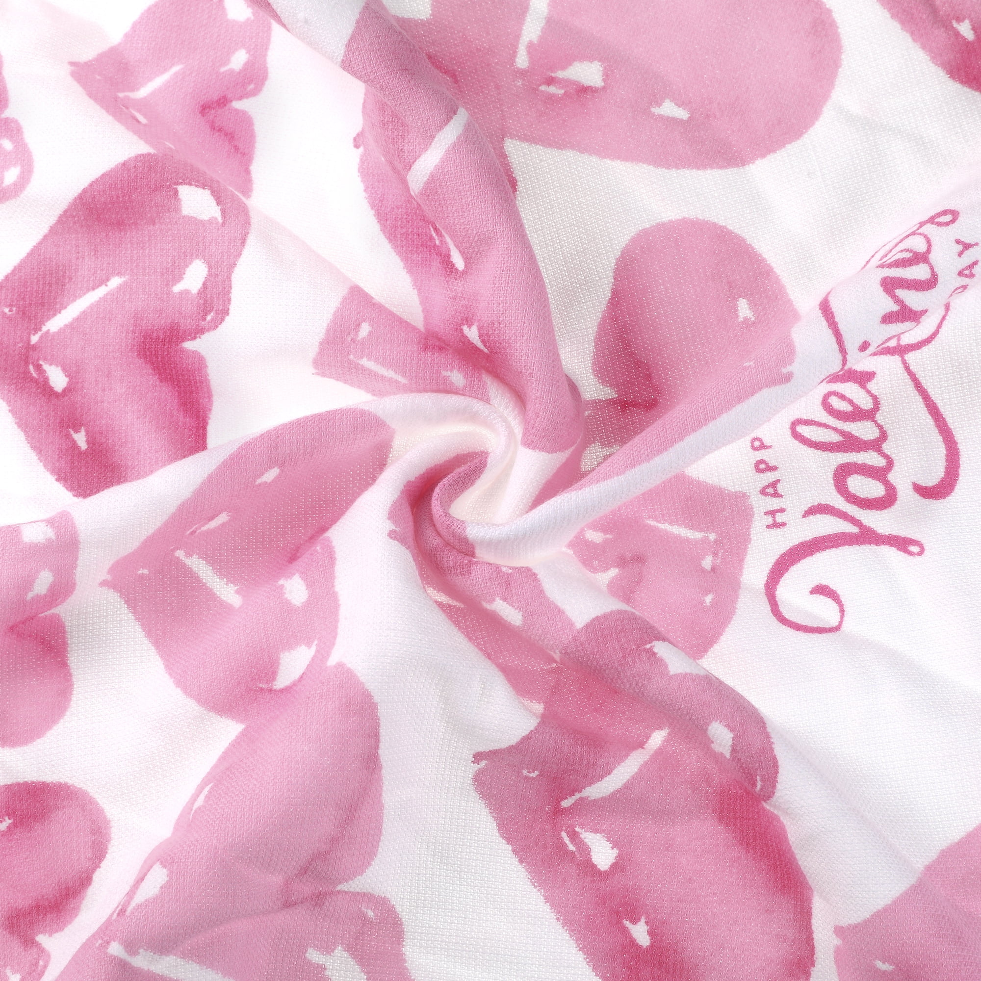 Unique Bargains Cotton Thick Large Animal and Floral Printed Kitchen Towels 18"x28" Pink Heart