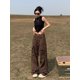 thumbnail image 5 of Pantalones cargo para mujer, moda japonesa, holgados, largos, con bolsillos, lisos, para tiempo libre, ropa de calle, combinables, cintura alta, primavera 2023, 5 of 6