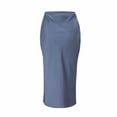 thumbnail image 6 of JBXKXYW Women Skirt Womens Satin Silk High Waist Slit Midi Skirt Elastic Waistband Midi Skirts Elegant and Handsome Half Skirt for Women Women Skirt Summer Skirt Skirt (Light Blue,XL), 6 of 6