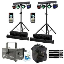 (2) ColorKey CKU-3020 PartyBar GO Compact All-In-One Battery Powered Lighting Packages with Chauvet DJ Hurricane 700 Fog Machine