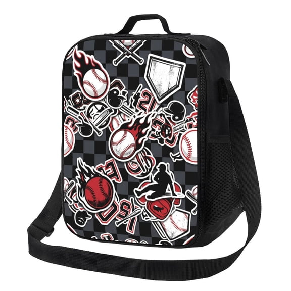 Baseball Lunch Box Insulated Thermal Lunch Bag Leakproof Large Capacity Reusable Meal Prep Tote With Shoulder Strap For Picnic Beach Travel