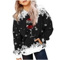 thumbnail image 3 of lcziwo Hoodies for Teen Girls Wine Glass Graphic Long Sleeve Oversized Sweatshirts Christmas Holiday Hooded Pullover Tops Winter Clothes, Black, 160, 3 of 7