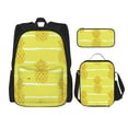 thumbnail image 1 of Naloa Gold Pineapple Print Large Capacity Backpack Lunch Bag Pencil Case Combination 3 Piece Set for Student, 1 of 6