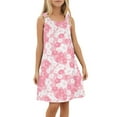 thumbnail image 4 of Gunia Teen Girls Hawaiian Dress Flower Swim Cover Up Sleeveless Tank Dresses Sundress For Holiday Beach Pink Dress For Girls 4-14 Years, 4 of 4