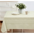 thumbnail image 2 of Beige Moire Wavy Solid 52 x 52 inch Square Vinyl Dining Tablecloth with Flannel Backing, 2 of 6