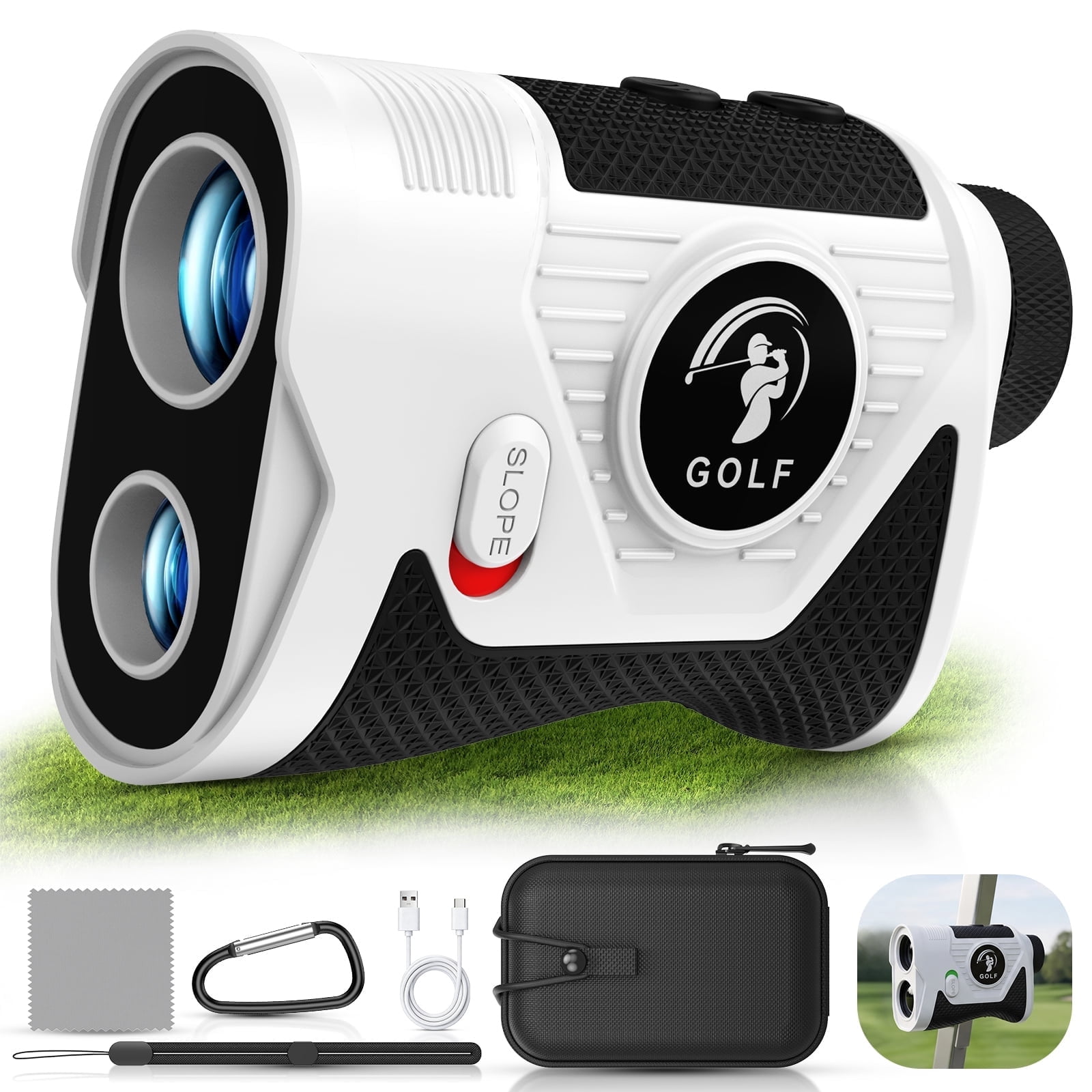 Golf Rangefinder with Slope - 1200Yards 7X Magnification with Flag Pole Locking Vibration, Rechargeable Battery with Magnet Stripe, Golf Accessories