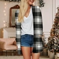 thumbnail image 6 of idosla Women's Open Front Long Cardigan Draped Snap Buffalo Plaid Shirt Kimono Cardigan Knit Sweater (Black, S), 6 of 7