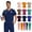 Blue, variant on Unisex Scrub Sets with Solid Color V-Neck Short Sleeves Long Pants Nurse Uniform Featuring Pockets