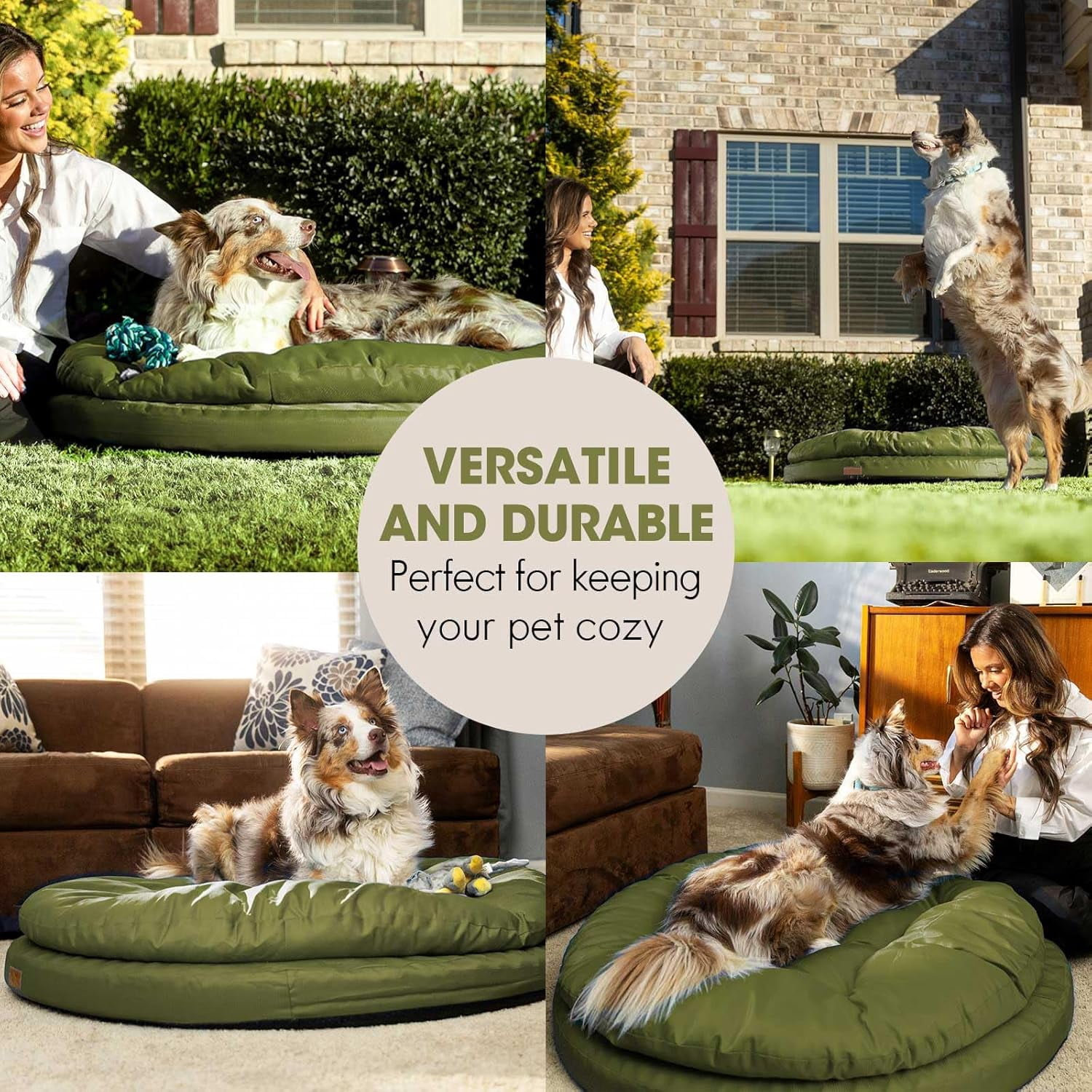 ClevaHome Orthopedic Pet Bed for Large Dogs: This mattress features a waterproof, washable surface, along with a waterproof inner liner and a non-slip bottom. Available in 42"x42"x8", green.