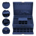 thumbnail image 5 of Unique Bargains 3 Layers Jewelry Box Organizer with Drawer Removable Tray Dark Blue, 5 of 7