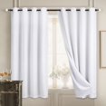 thumbnail image 1 of Cortinas Diraysid, 100% lino blanco opaco, 132 cm de ancho x 160 cm de largo, 2 paneles, 1 of 6