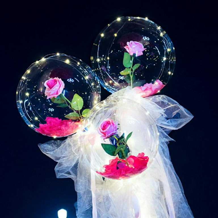 Luminous Balloon Rose Bouquet, LED Light Transparent Balloons with Flower  Inside, Ball Fake Roses for DIY Bouquets Wedding Party Gift Anniversary  Decoration Valentine's Day 