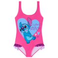 thumbnail image 1 of Traje de baño Disney para niñas de una sola pieza, cómodo y elástico, rosa, 1 of 5