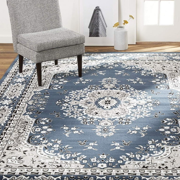 Rugs Blue Oriental 6x8 Area Rug Traditional Persian Bordered Carpet Rugs Actual Size 5 2