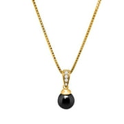 AONEJEWELRY Aone jewelry 1.05 Carat Black Pearl & Natural Diamond Tear Drop Design Pendant Necklace For Woman Crafted In 10k Rose White and Yellow Gold With 18 Gold Plated Over 925 Sterling Silver Box Chain