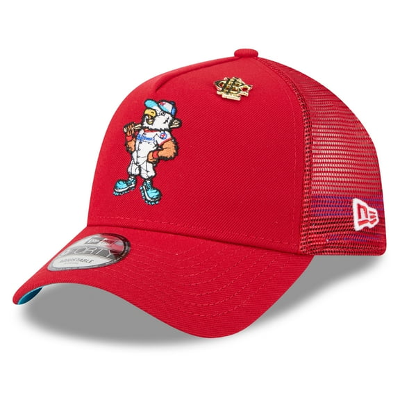 Men's New Era  Red Washington Nationals 2025 Big League Chew A-Frame 9FORTY Adjustable Trucker Hat