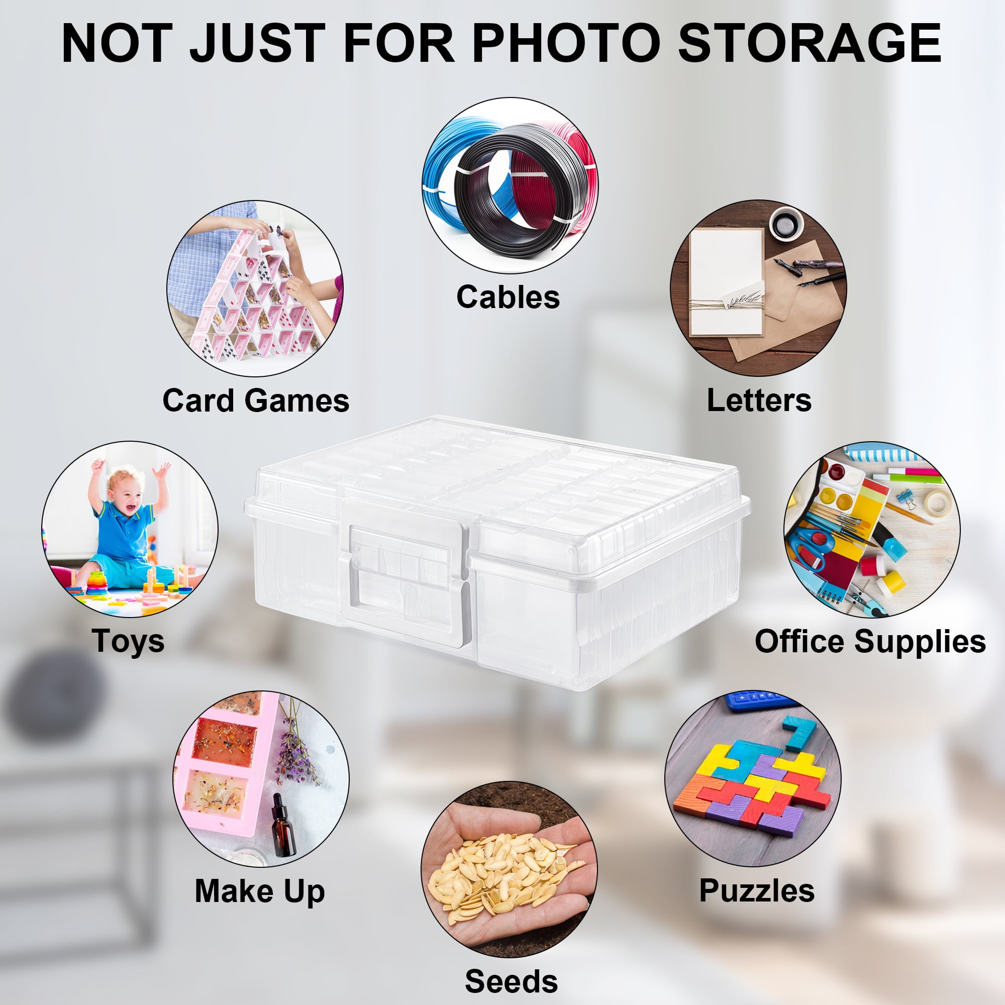 Sorbus Clear Storage Box with 16 Organizing Cases – Ideal for Photo, Craft, & Small Item Storage