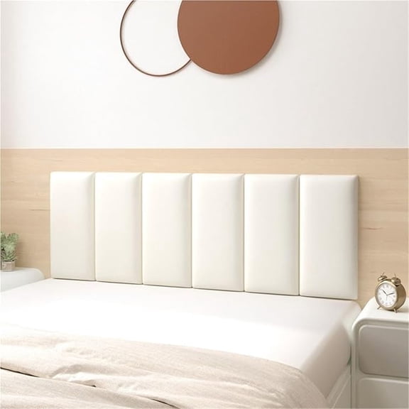 Zhuge 59*19.7in Wall-Mounted Upholstered Headboard Panels, Anti-Collision Shock-Absorbent Wall Padding for Playroom, Bedroom & Nursery Modern Accent Wall Decor, White A