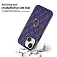thumbnail image 6 of ELEHOLD for iPhone 13 Mini 5.4 inch 2021 Case, Luxury Rhomboid Quilted PU Leather Soft TPU Bumper 360 Degee Rotatable Metal Finger Ring Holder Kickstand Shockproof Case for iPhone 13 Mini, Purple, 6 of 8