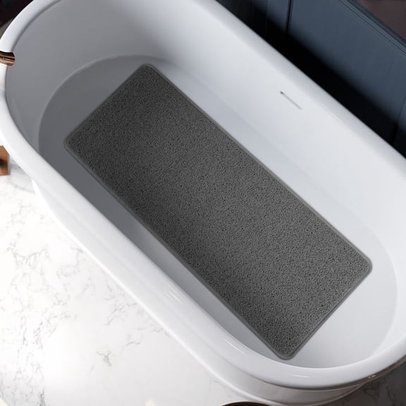 Bathtub Mat Non Slip Shower Soft PVC Loofah Bath Tub Mats for Bathroom 16''x40'', Grey