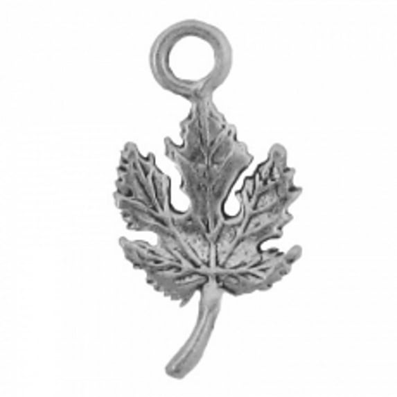 Sterling Silver 30" .8mm Box Chain 3D Mini Maple Leaf Pendant Necklace