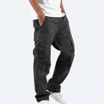 thumbnail image 3 of Pants For Men Solid Casual Multiple Pockets Outdoor Straight Type Fitness Long Pants, 3 of 4