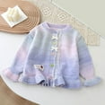 thumbnail image 2 of Fozruso Windproof Jacket Girls 2-3 Years,Girls Knitted Cardigan Sweater Warm Winter Rainbow Color Soft Cozy Long Sleeve Outerwear Casual For Toddler Kids Purple, 2 of 3