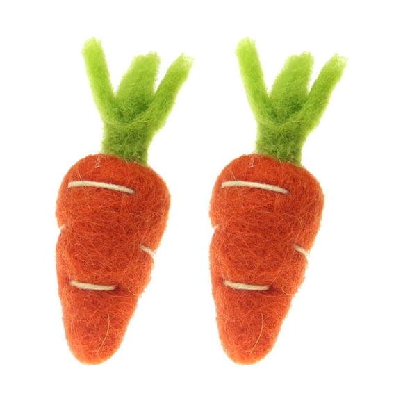 Orange Wool Felt Radishes Accessories for Decoration Crafts and Clothing Brooches 2pcs