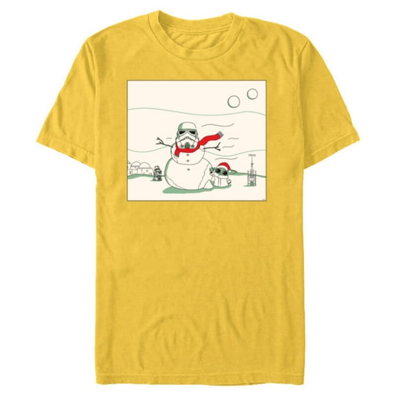 Star Wars Grogu R5-D4 Holiday Christmas Stormtrooper Snowman - Short Sleeve Blended T-Shirt for Adults - Customized-Yellow