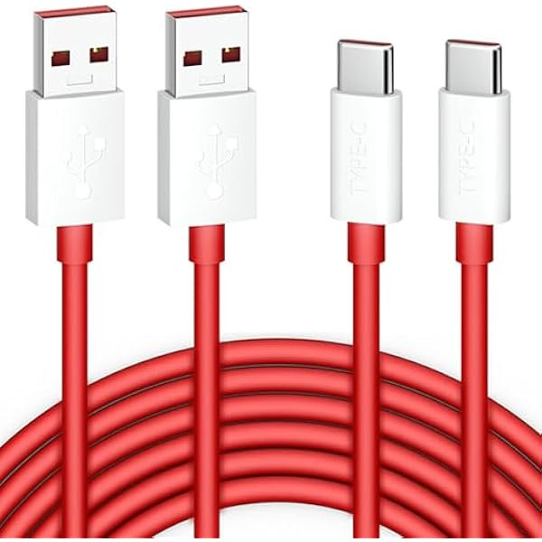 wonima11 for OnePlus SUPERVOOC/Warp Charging Cable 65W 80W, 2Pcs 3.3FT USB Type C Cable Dash Charging Cable Rapid Data Syncing Fast Charger Cable for OnePlus Open 13 12 11 10 8 Pro 7 6 5T 3T 3, Red