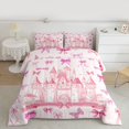 thumbnail image 2 of Homewish Pink Dreamy Castle Bedding Comforter Set,Cute Bowtie Ribbon Twin Comforter Sets,Fairy Tale Princess Bedding Set For Girl Teens,Luxury Bedroom Decor Reversible,2pcs, 2 of 8