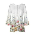thumbnail image 2 of Mittory Womens Summer Tops 3/4 Sleeve V Neck Floral Print Cotton Tunic Tops Trendy Flowy Tunic Tops, 2 of 5