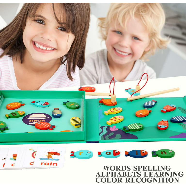 Magnetic Fishing Game - ABC Learning for Toddlers with Wood Toy Fishing  Poles & Fish - Montessori Toys to Develop Fine Motor Skills - Gift Idea for Kids  3-5 