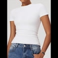 thumbnail image 4 of Camiseta Básica de Verano para Mujer, Corta, Cuello Redondo, Corte Ajustado, Top Corto M, 4 of 8