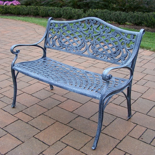 Oakland Living Mississippi Cast Aluminum Settee Bench in Verdi Grey