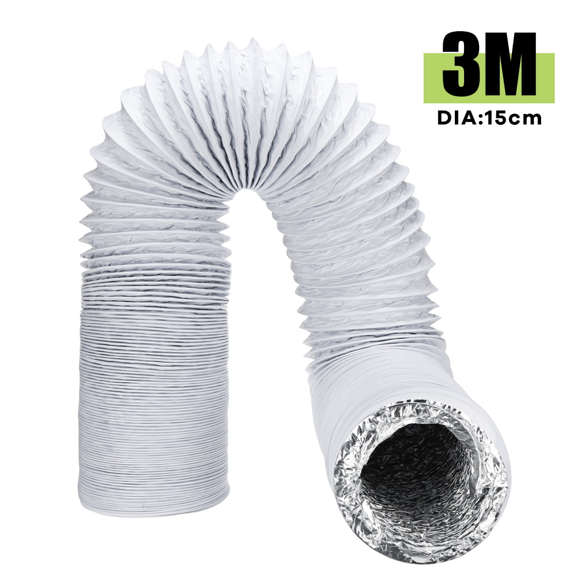 White OSALADI 2m Air Conditioner Hose Portable Replacement AC Tube Exhaust Vent with 15cm Diameter for Heating Cooling Ventilation and Exhaust 