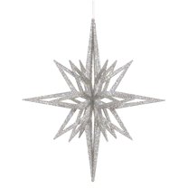 Pemberly Row 16" Plastic Iridescent Star Christmas Ornament in Silver
